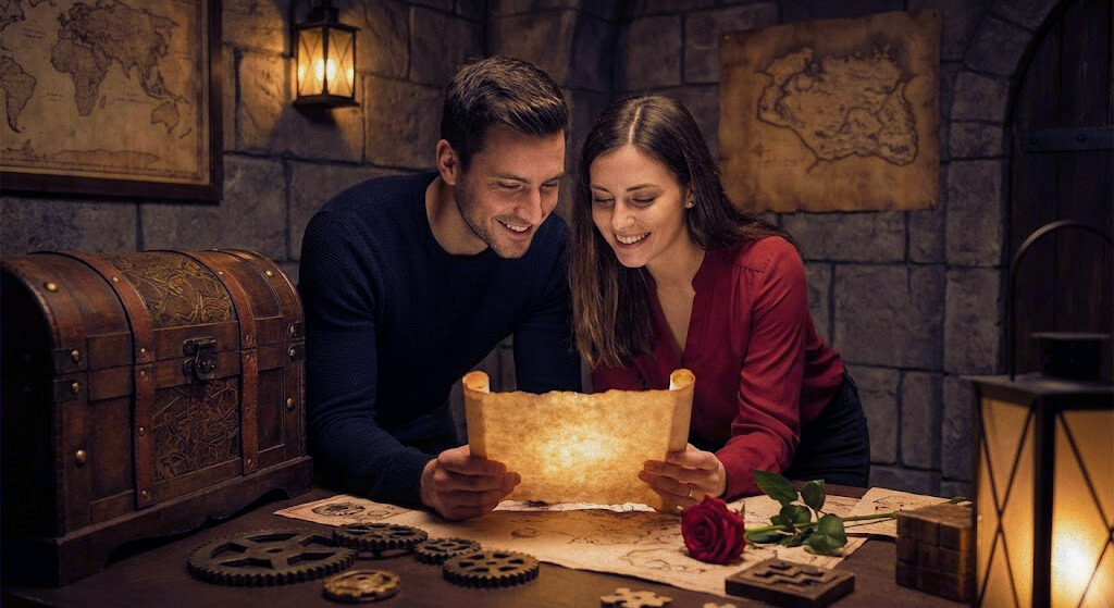 Paar lahendab koos mõistatust põgenemistoas valentinipäeval